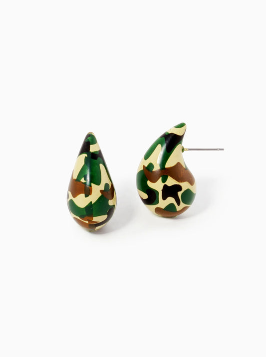 18k Gold Dipped 1 Inch Hollow Puffy Teardrop Stud Earrings