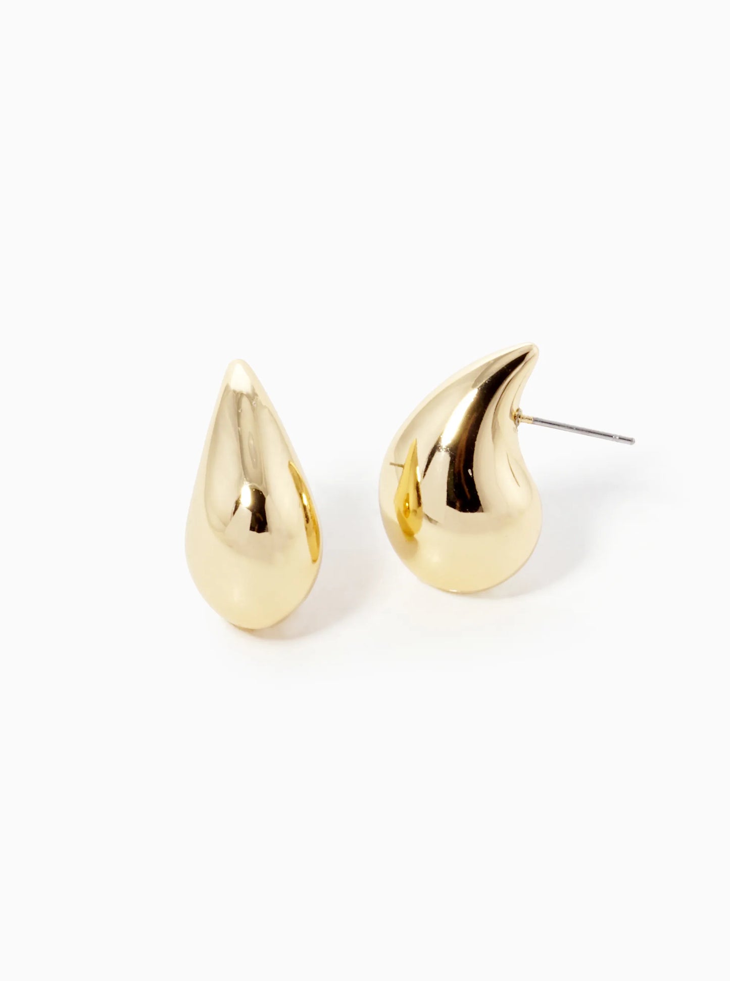 18k Gold Dipped 1 Inch Hollow Puffy Teardrop Stud Earrings