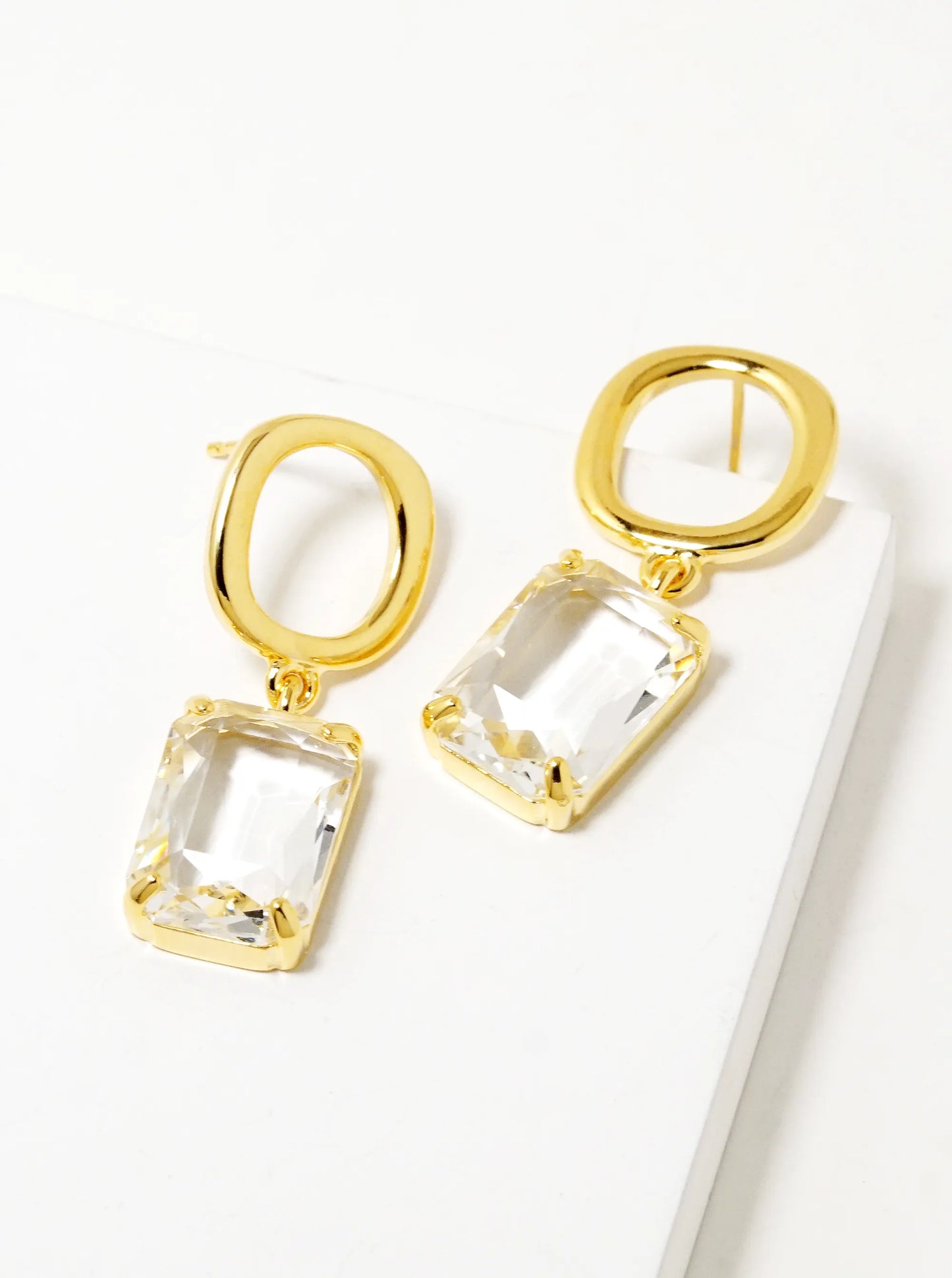 White Gold Dipped 13mm CZ Drop Dangle Earrings