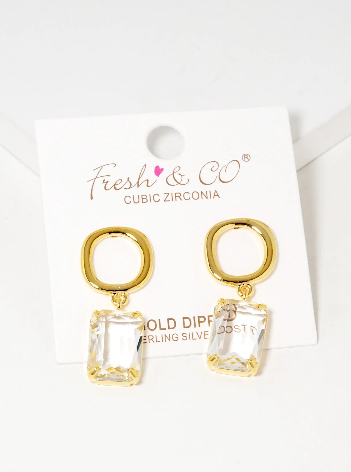 18k Gold Dipped 13mm CZ Drop Dangle Earrings