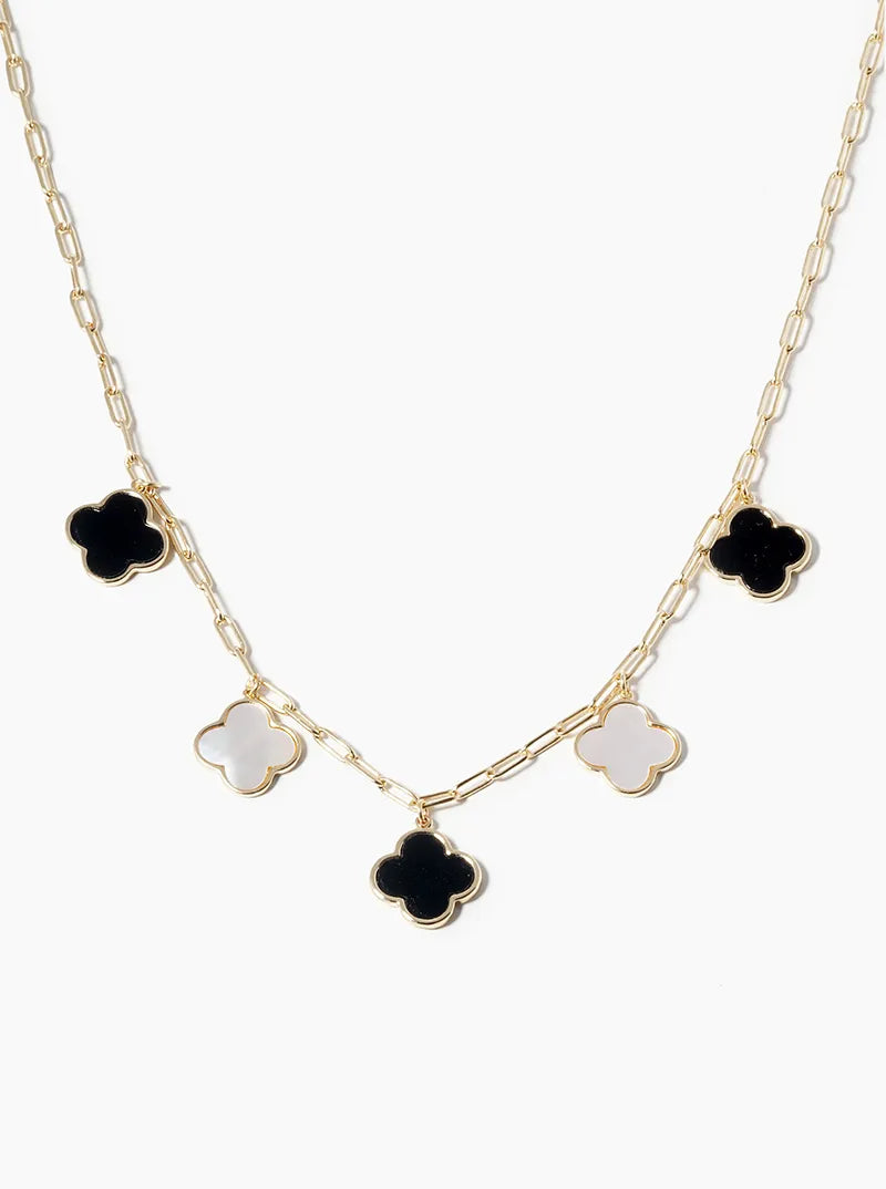 White Gold Dipped 14mm Five Quatrefoil Pendant Necklace