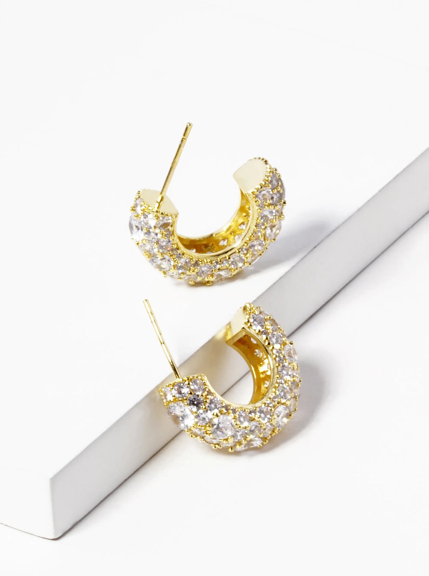 White Gold Dipped 20mm Sparkling Hoop Earrings