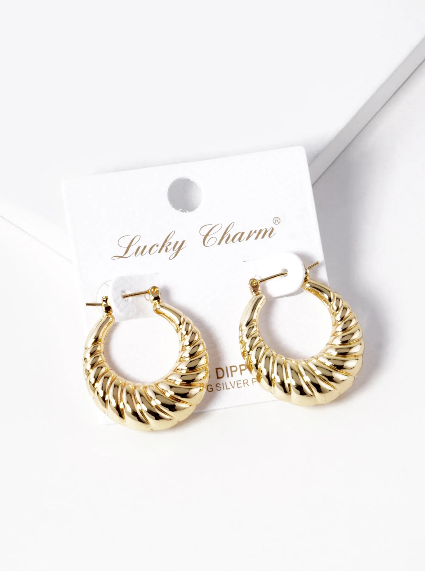 18k Gold Dipped 25mm Textured Hollow Puffy Hoop Earrings