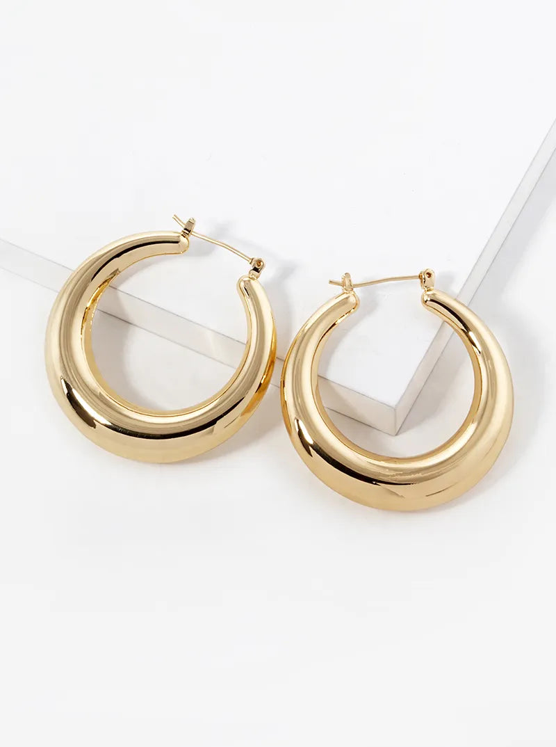 White Gold Dipped 40mm Bold Hollow Hoop Earrings