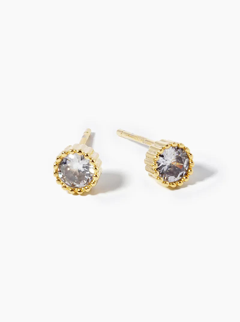 White Gold Dipped 4mm CZ Stone Post Stud Earrings