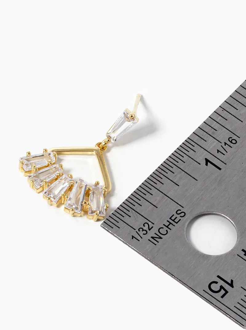 18k Gold Dipped Baguette CZ Drop Post Earrings
