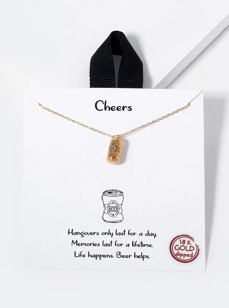 White Gold Dipped Beer Can Pendant Necklace