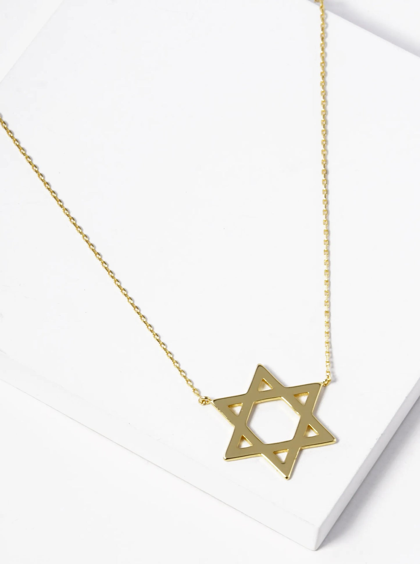 18k Gold Dipped Brass Star Of David Pendant Necklace