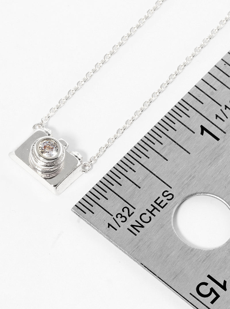18k Gold Dipped CZ Camera Pendant Delicate Necklace