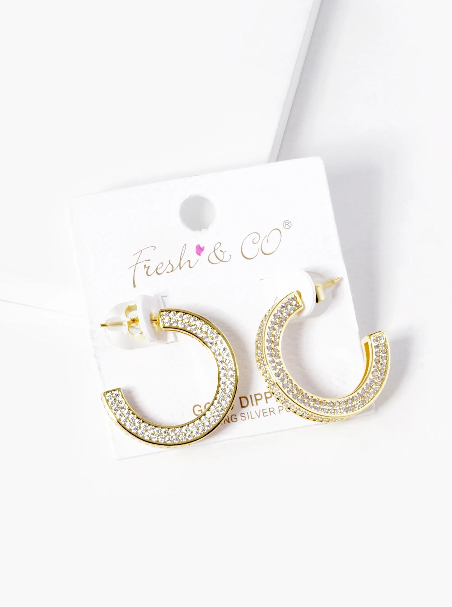 18k Gold Dipped CZ Pave 25mm Open Hoop Earrings