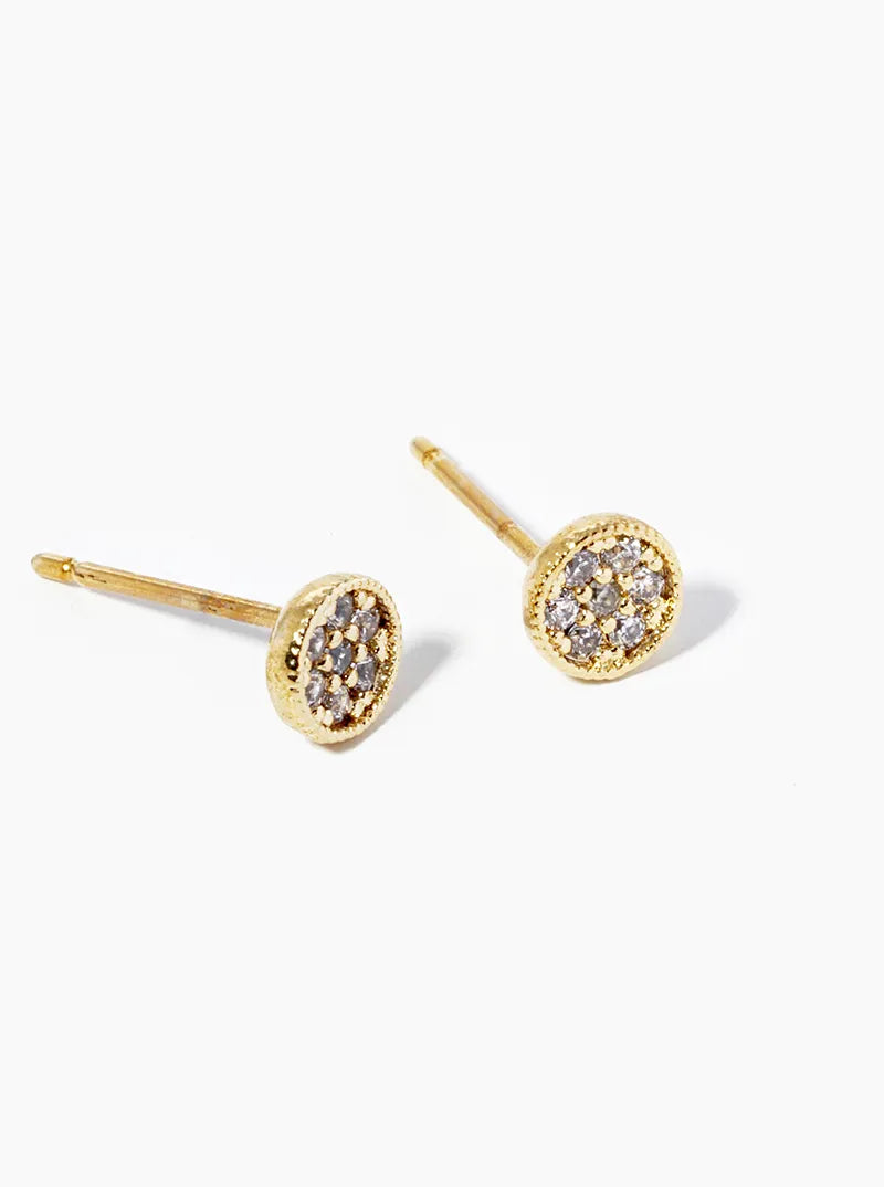 White Gold Dipped CZ Pave 4mm Round Post Stud Earrings