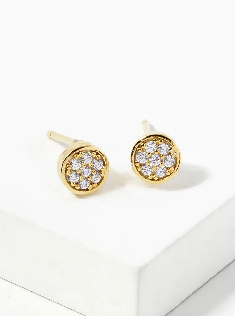 White Gold Dipped CZ Pave 5mm Round Stud Earrings