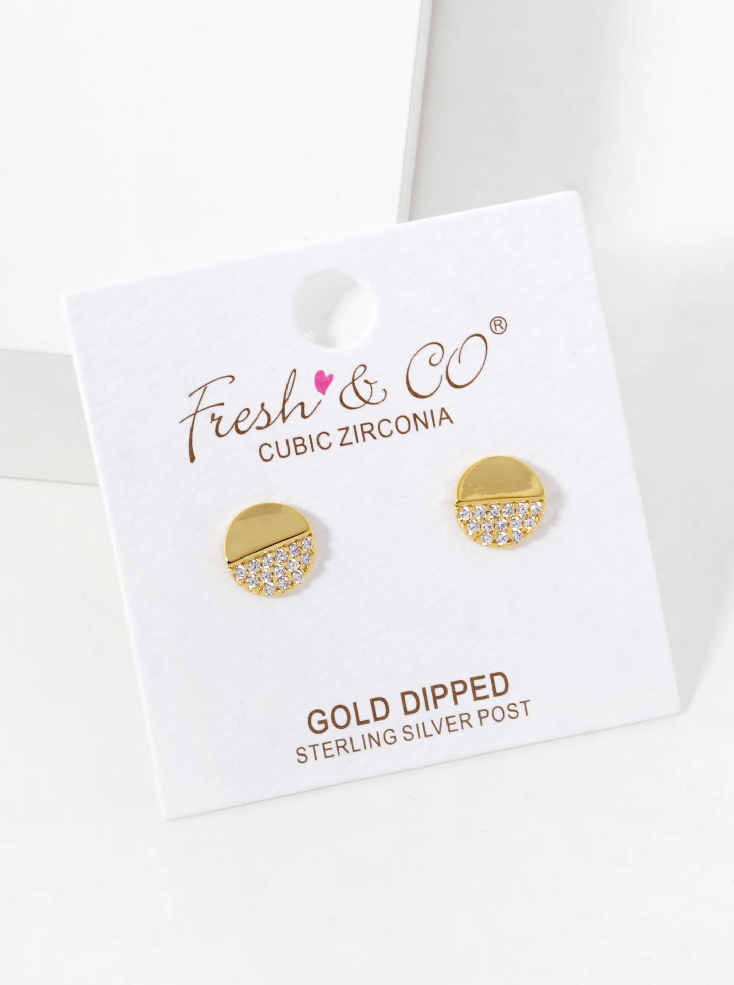 18k Gold Dipped CZ Pave 8mm Round Stud Earrings