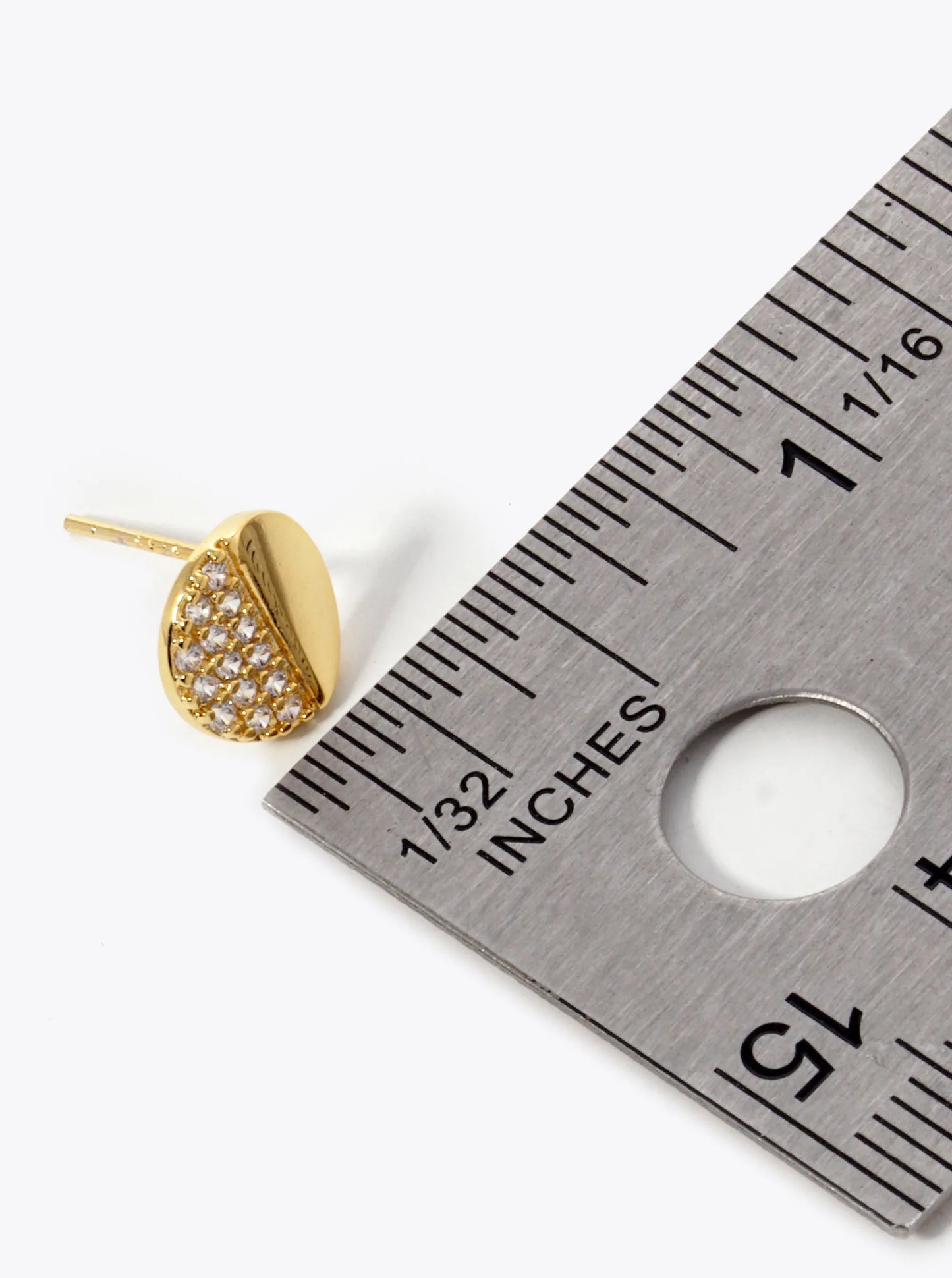18k Gold Dipped CZ Pave 8mm Round Stud Earrings