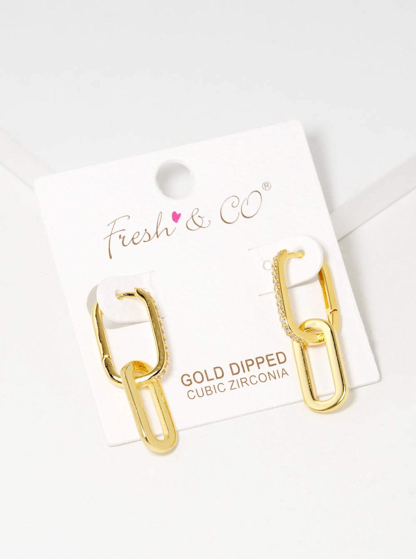 18k Gold Dipped CZ Pave Chain Huggie Hoop Earrings