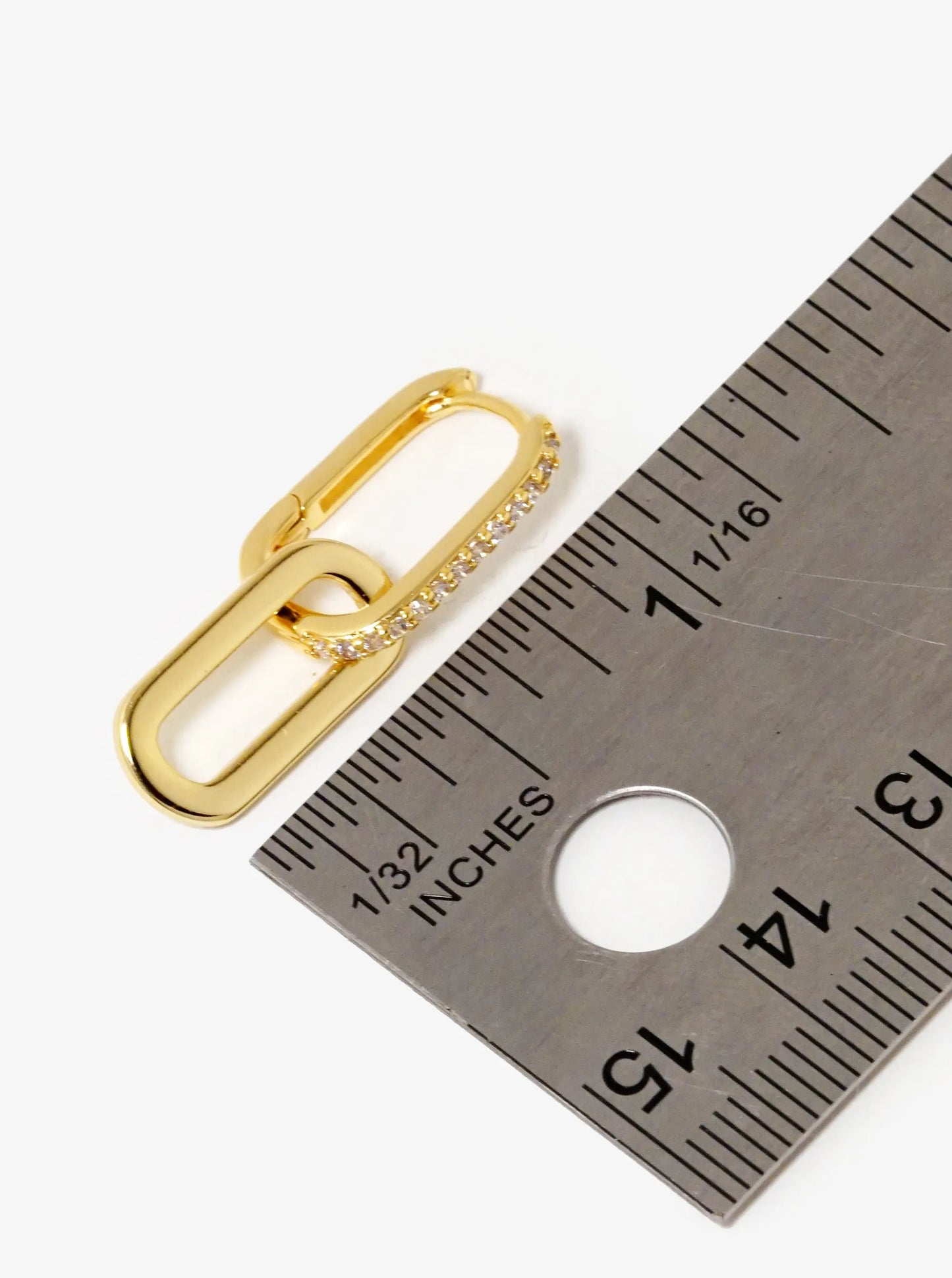 18k Gold Dipped CZ Pave Chain Huggie Hoop Earrings