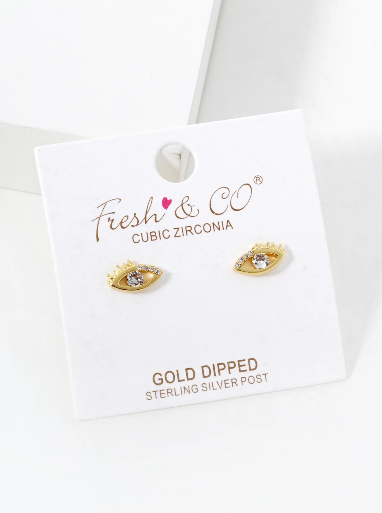 18k Gold Dipped CZ Pave Dainty Evil Eye Stud Earrings