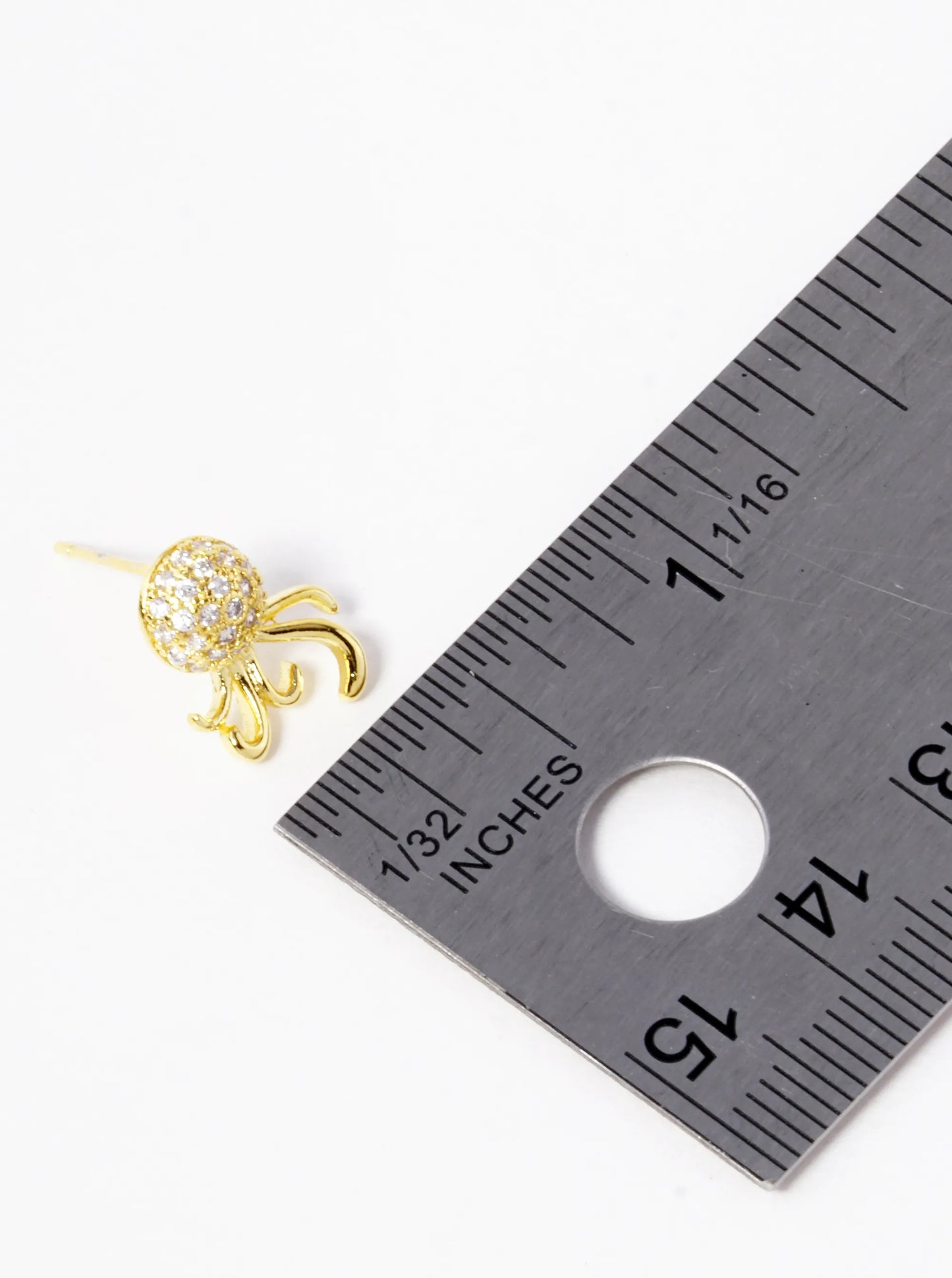 18k Gold Dipped CZ Pave Octopus Stud Earrings