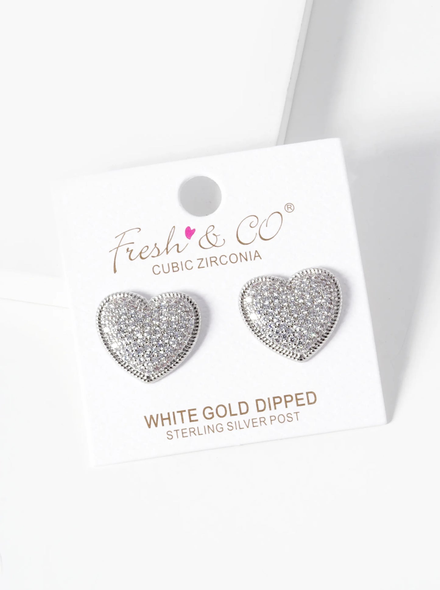 18k Gold Dipped CZ Pave Puffy Heart Stud Earrings