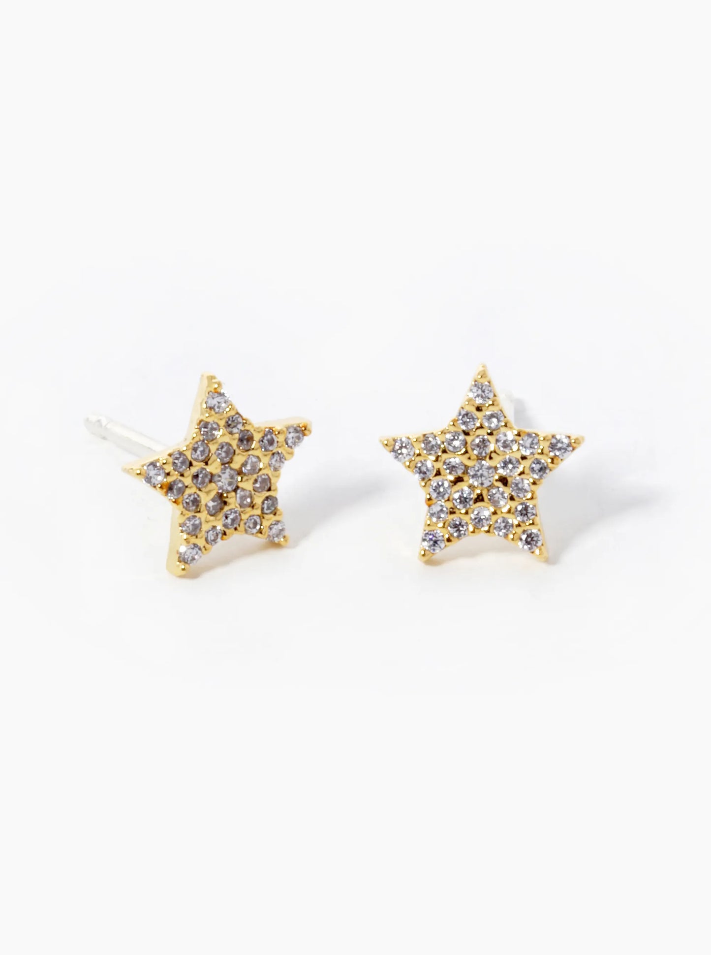 18k Gold Dipped CZ Pave Star Stud Earrings