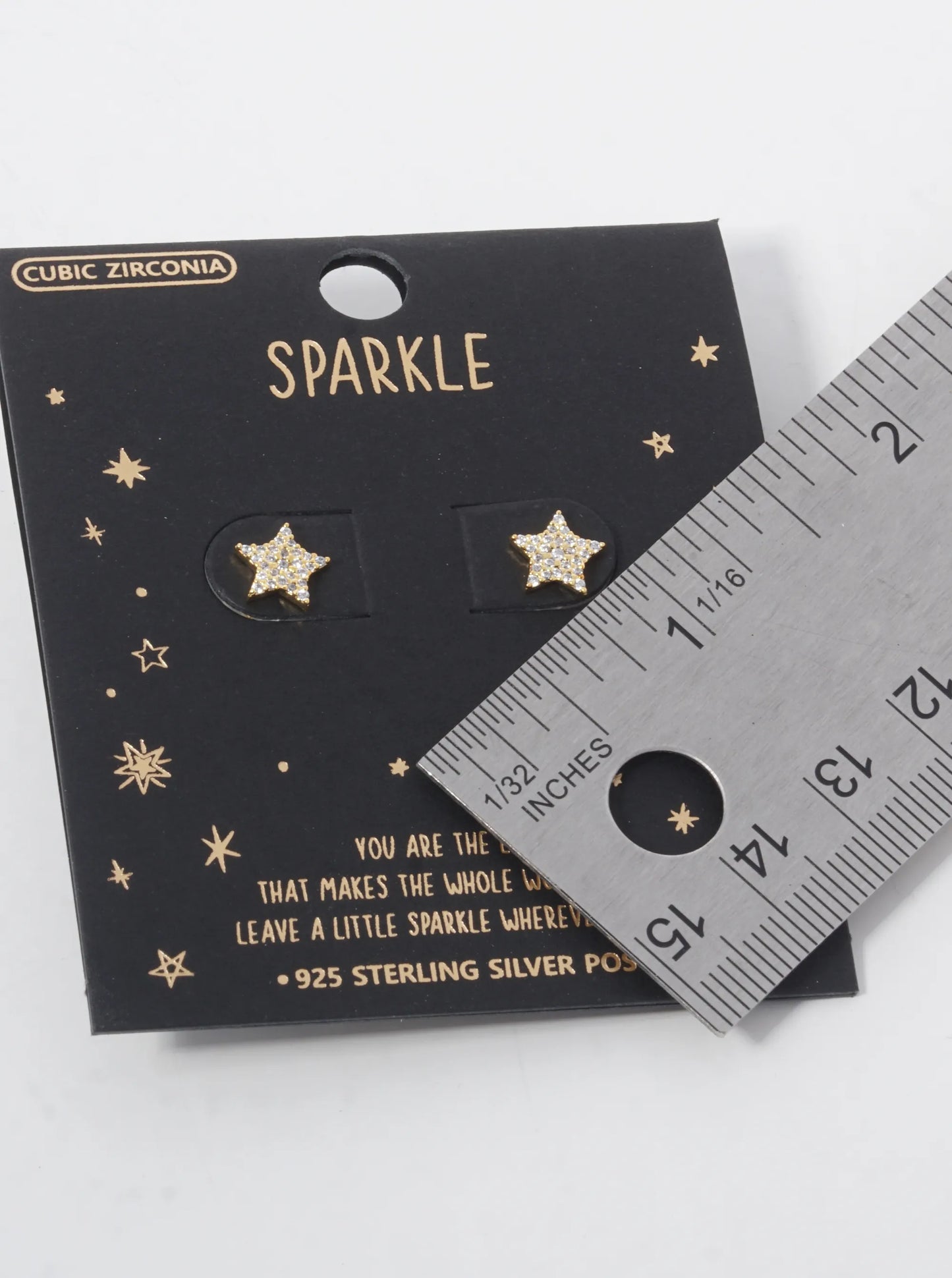 18k Gold Dipped CZ Pave Star Stud Earrings