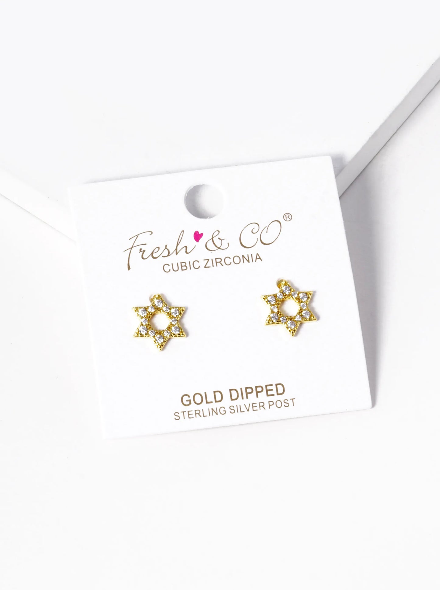 18k Gold Dipped CZ Pave Star Of David Stud Earrings