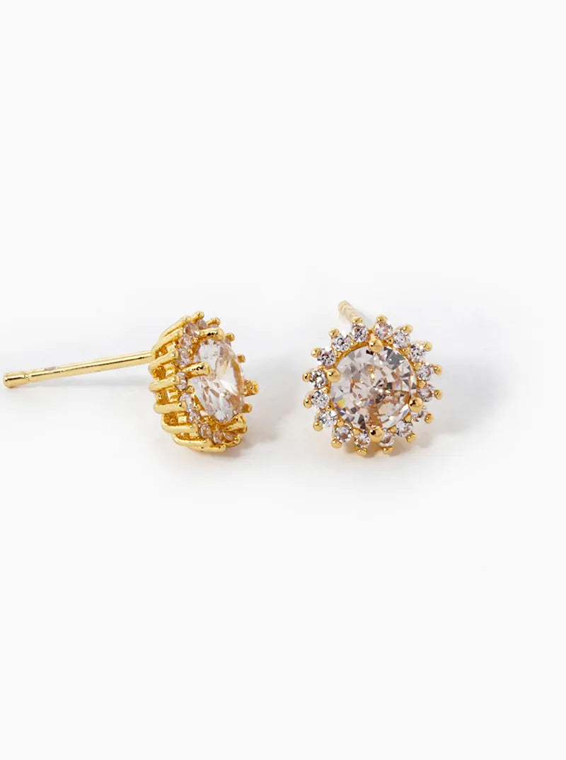 White Gold Dipped CZ Pave Stud Earrings