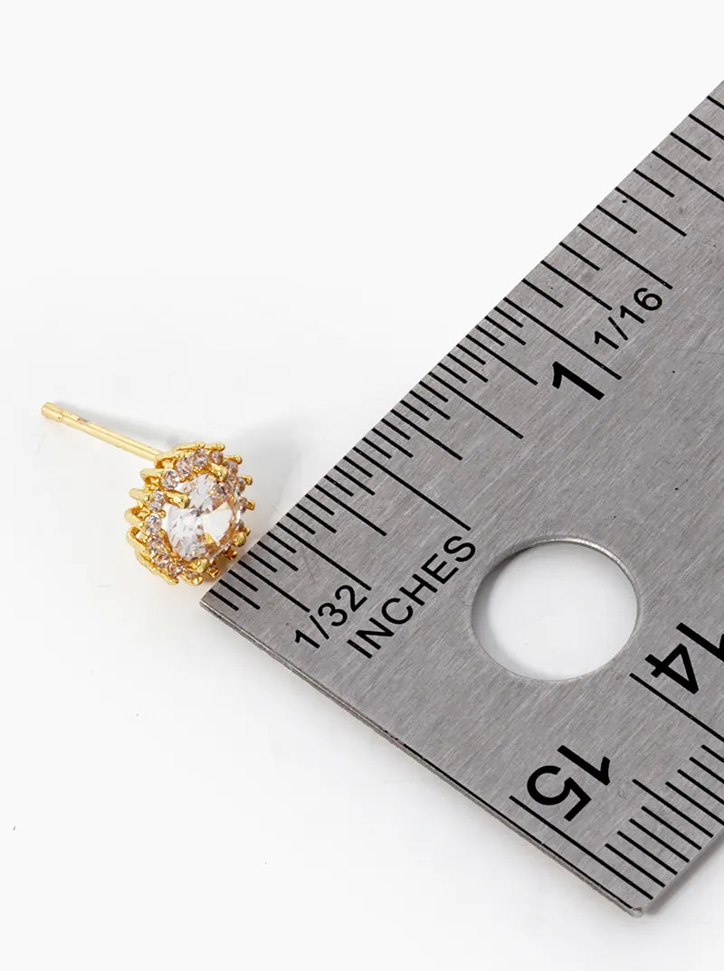 18k Gold Dipped CZ Pave Stud Earrings