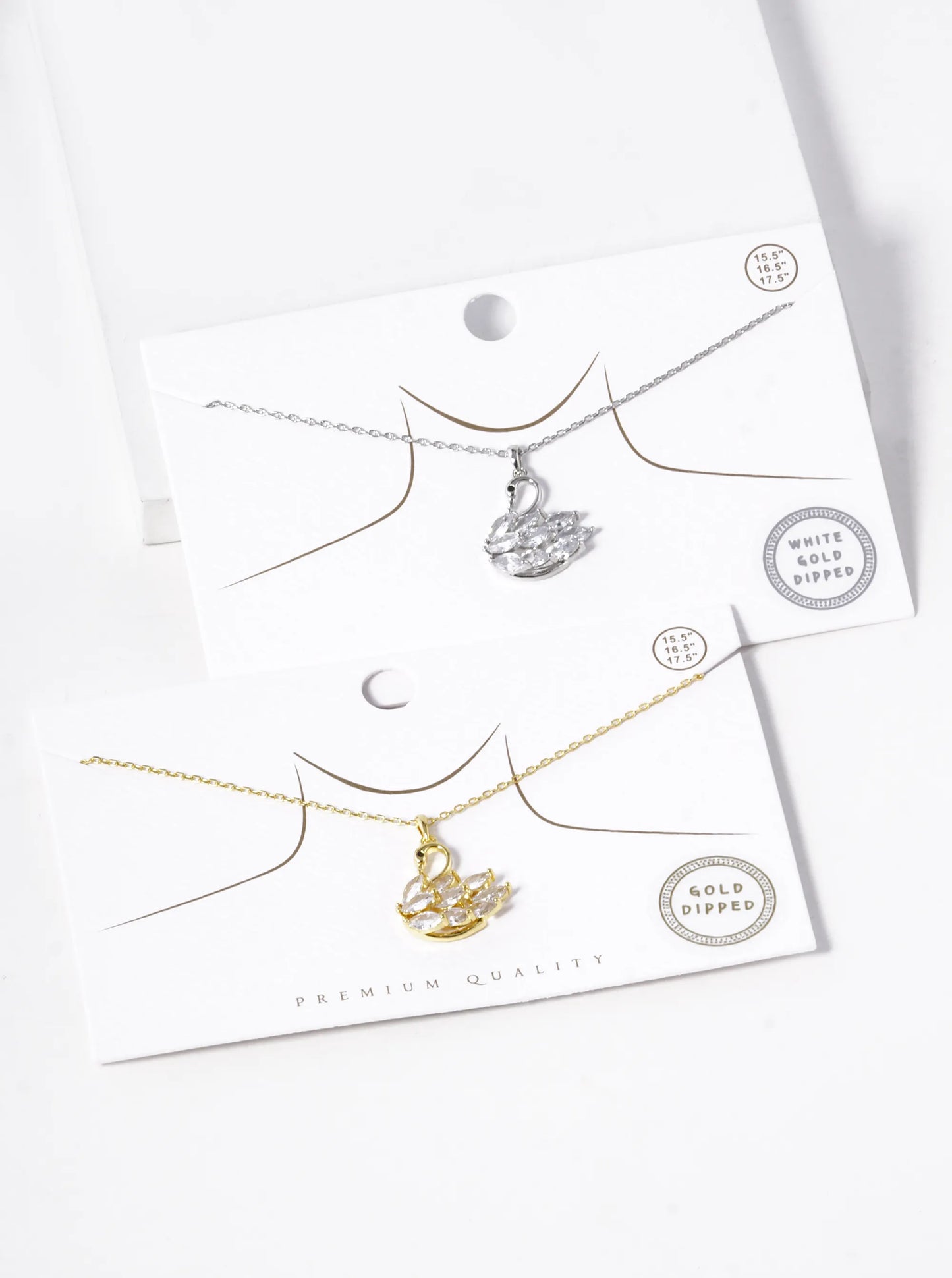 18k Gold Dipped Cubic Zirconia Swan Pendant Necklace