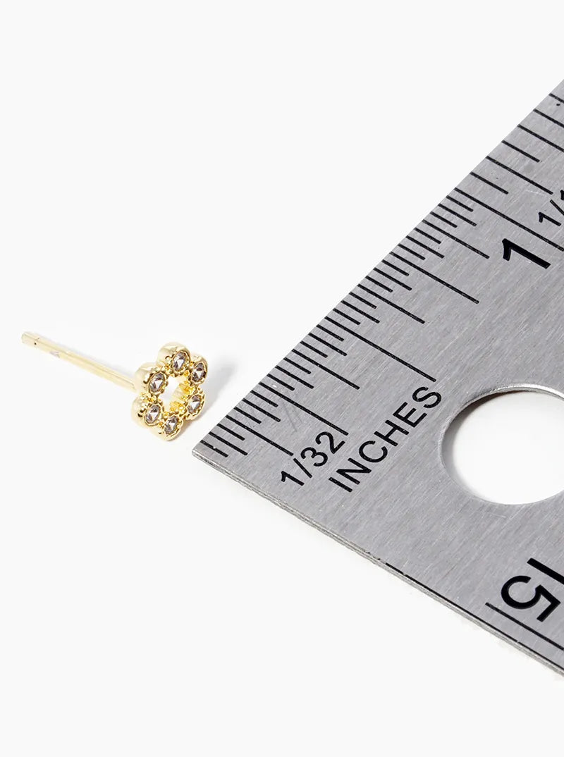 18k Gold Dipped Dainty 6 CZ Stones Post Stud Earrings