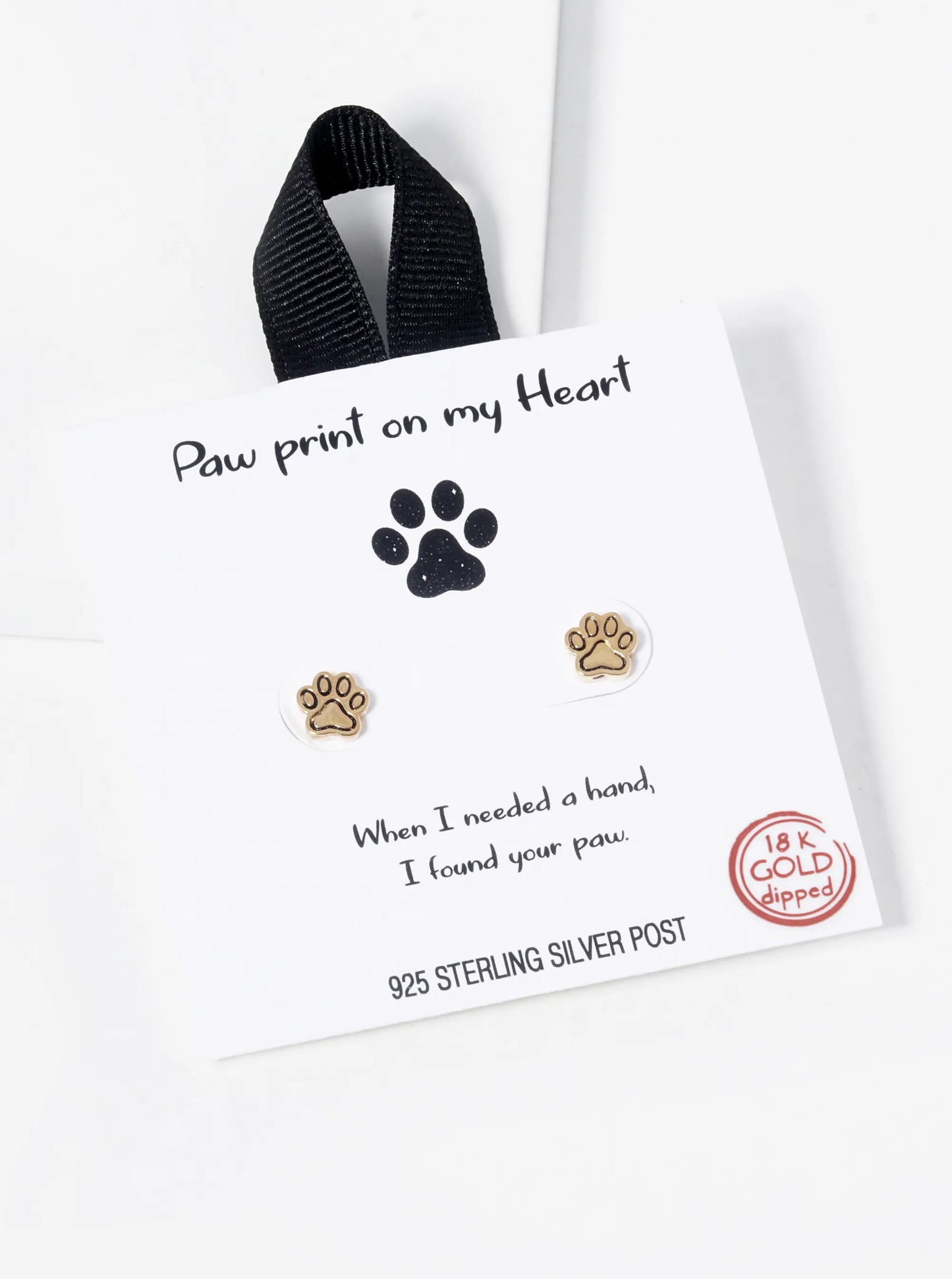 18k Gold Dipped Dog Paw Stud Earrings