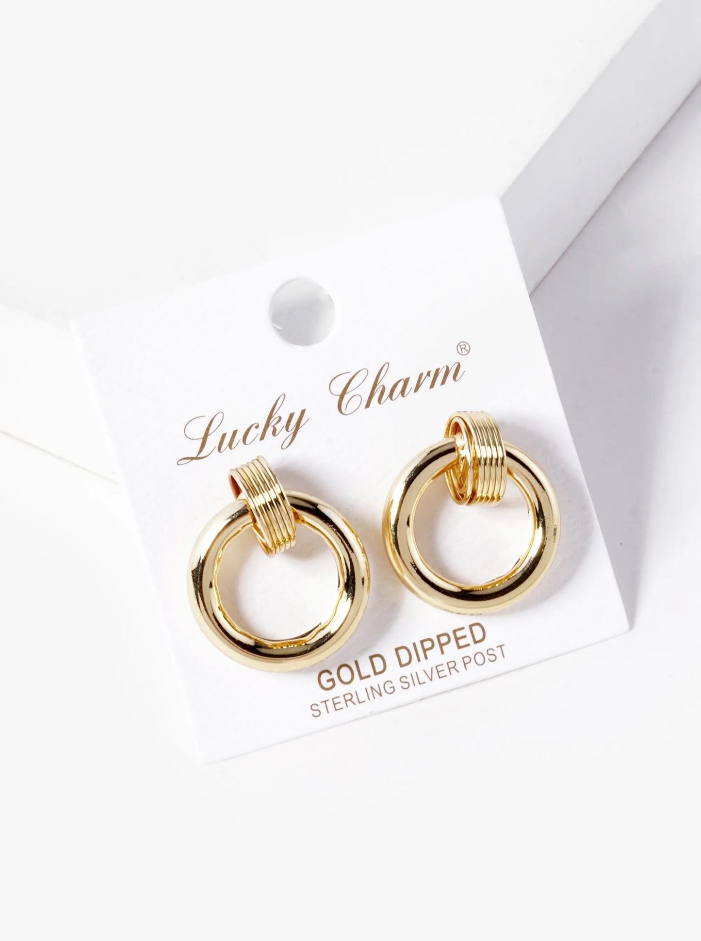 18k Gold Dipped Door Knocker Stud Earrings