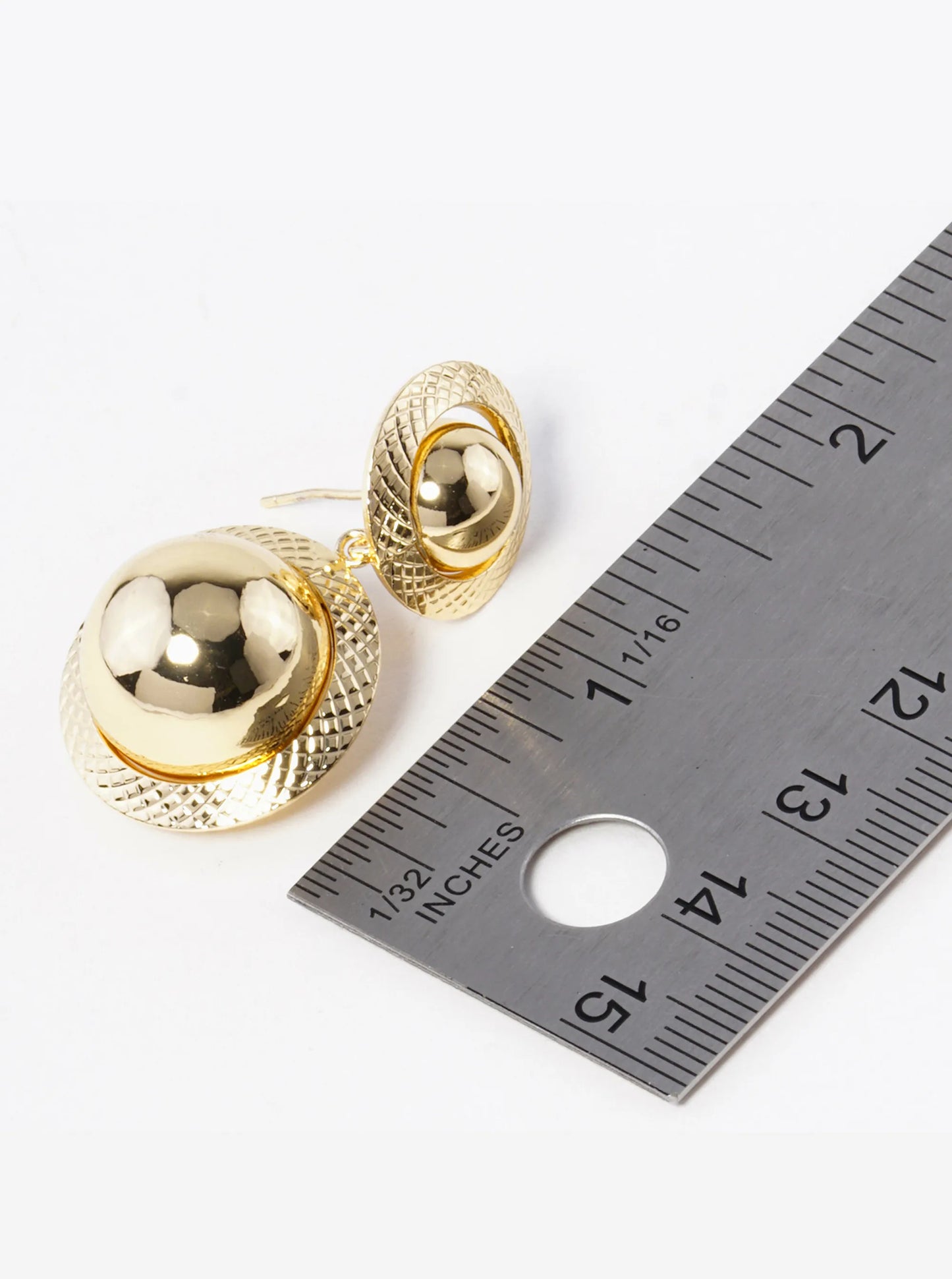 18k Gold Dipped Double Hollow Ball Drop Earrings