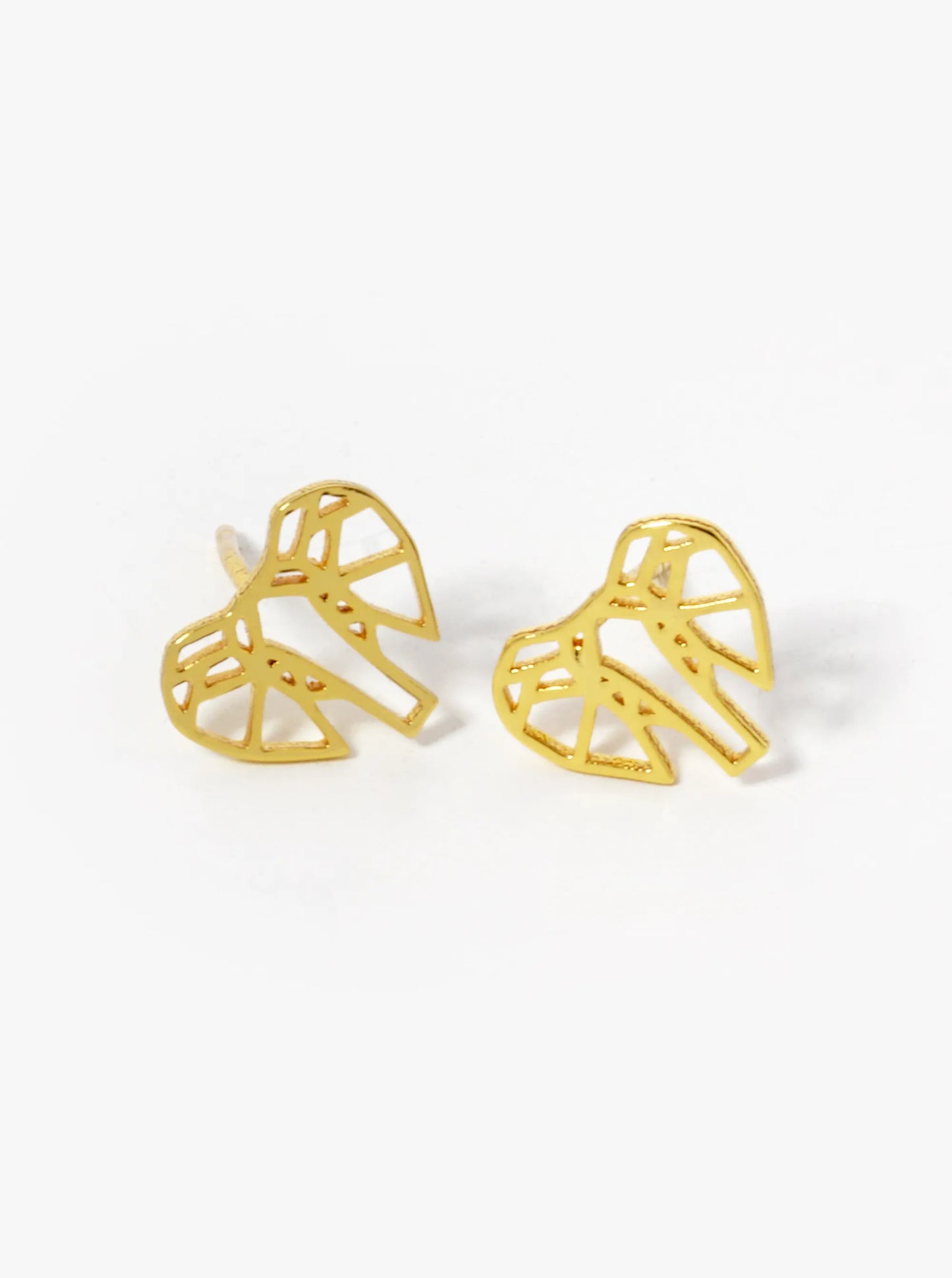 White Gold Dipped Geometric Elephant Stud Earrings