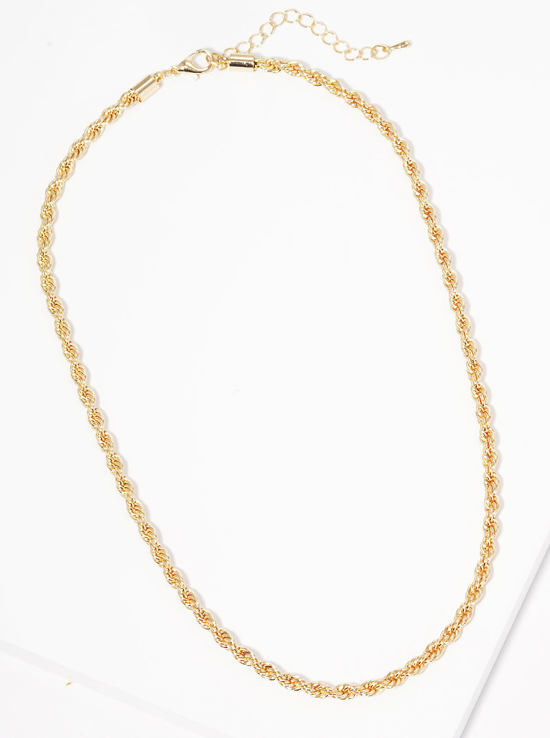 White Gold Dipped Metal 4mm Rope Chain Necklace