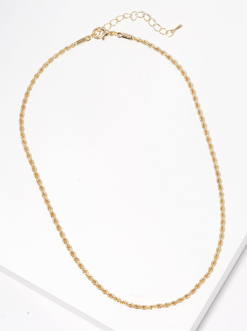 White Gold Dipped Metal Rope Chain Necklace