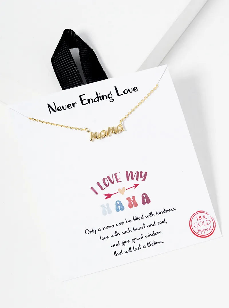 White Gold Dipped Nana Pendant Delicate Necklace