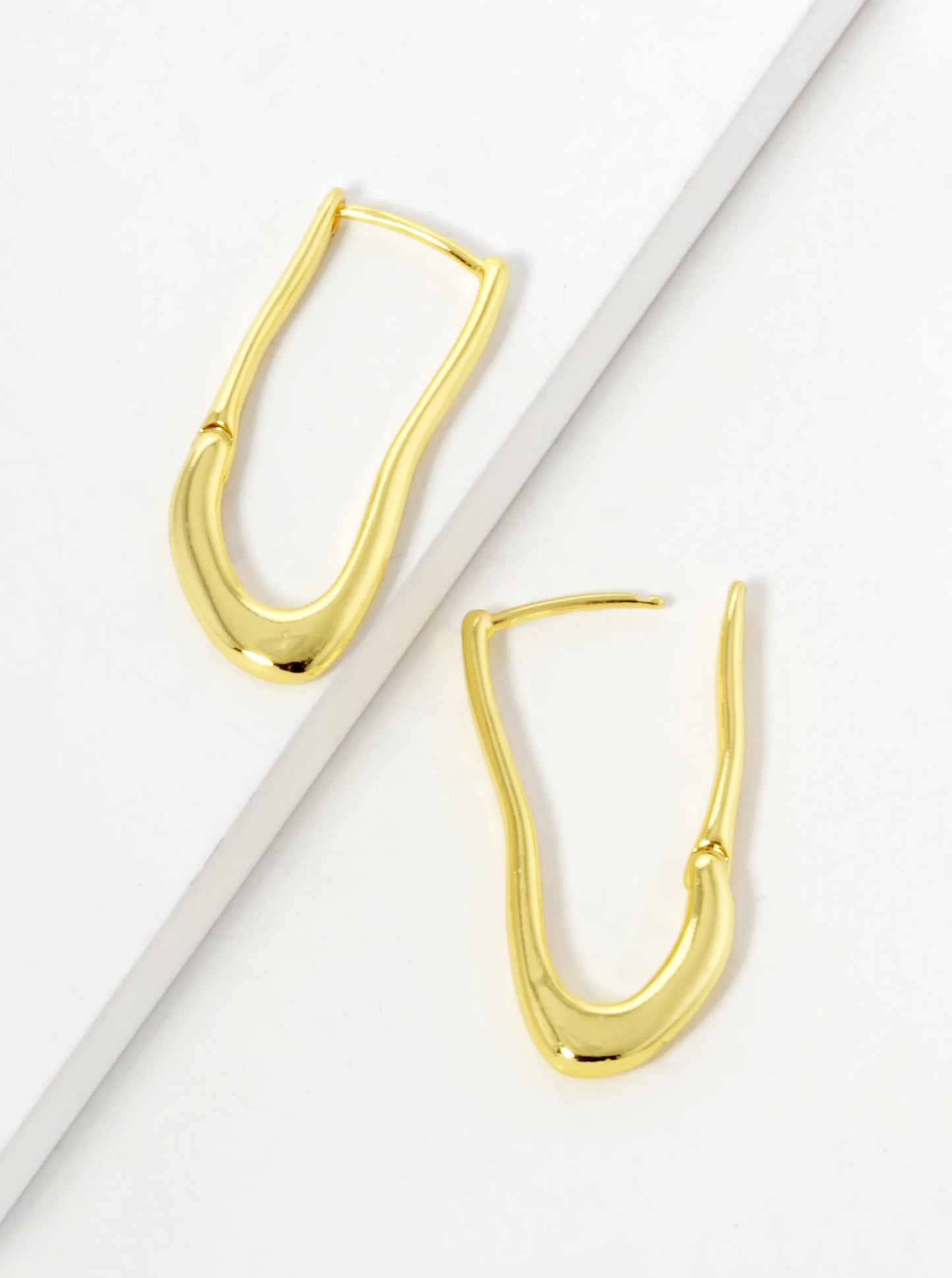 White Gold Dipped Organic Shape 28mm Hoop Earrings