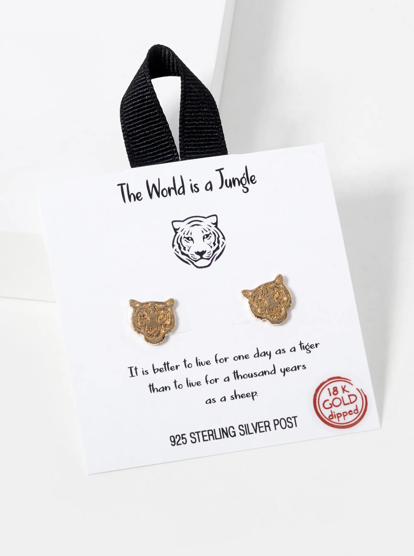 18k Gold Dipped Tiger Stud Earrings