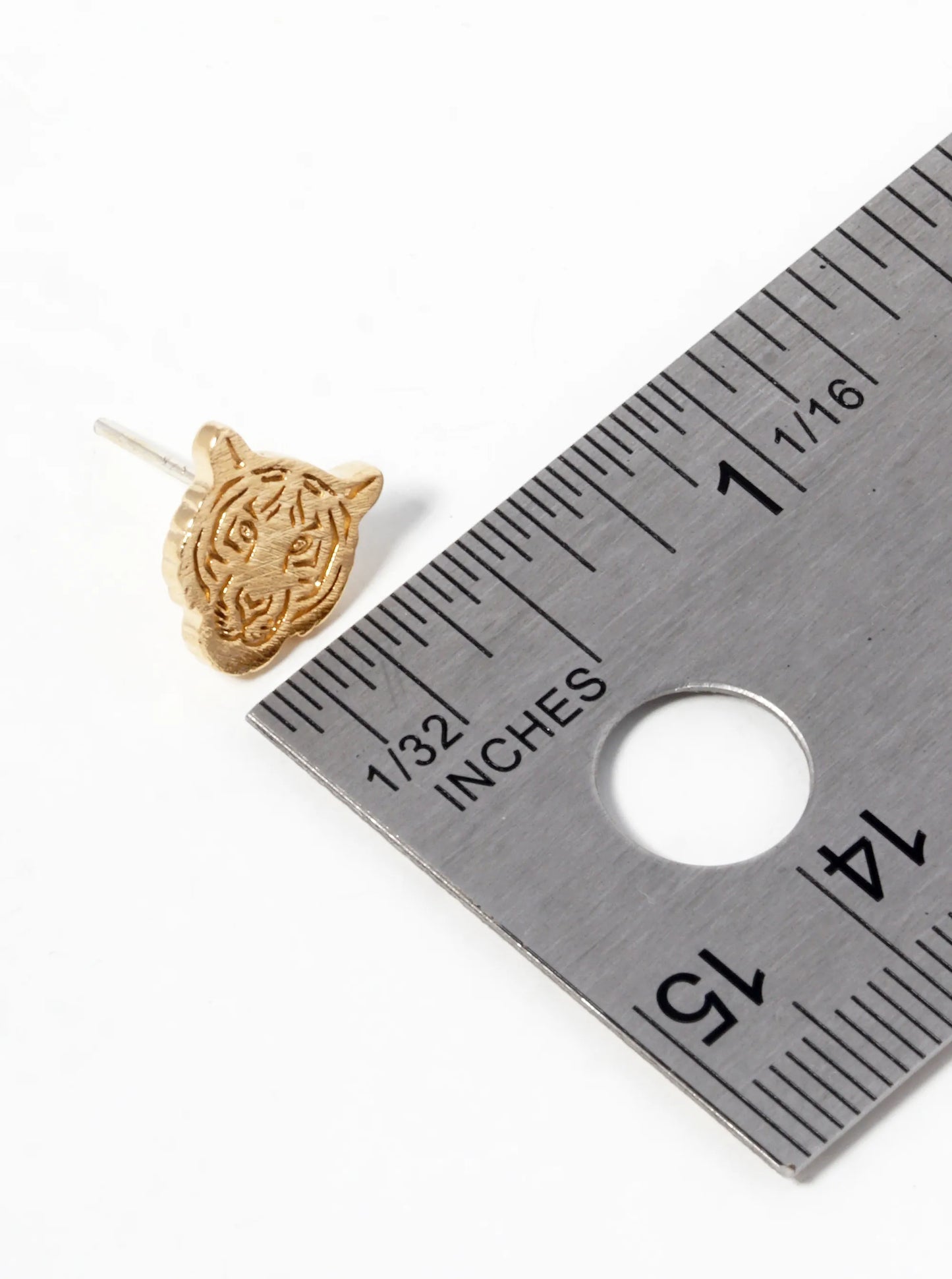 18k Gold Dipped Tiger Stud Earrings