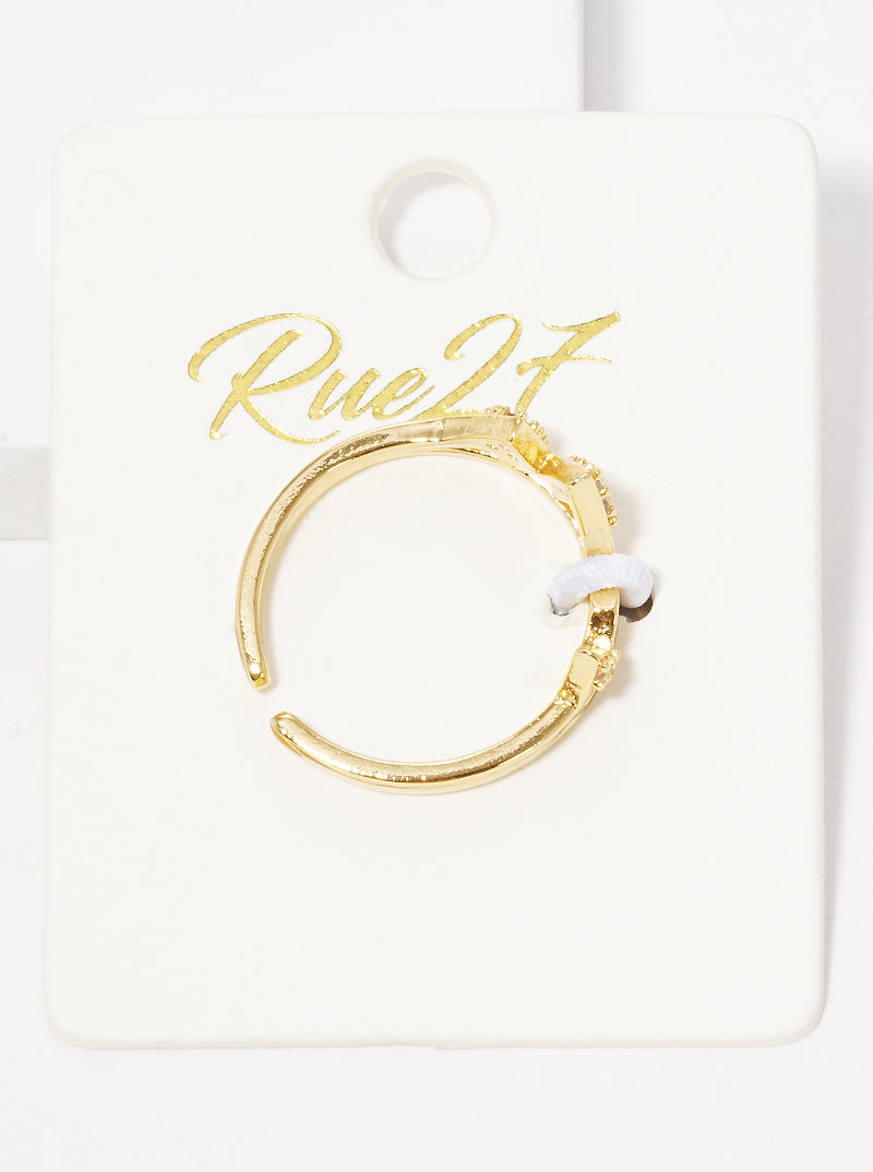 18k Gold Dipped CZ Pave Mountain Shape Adjustable Ring