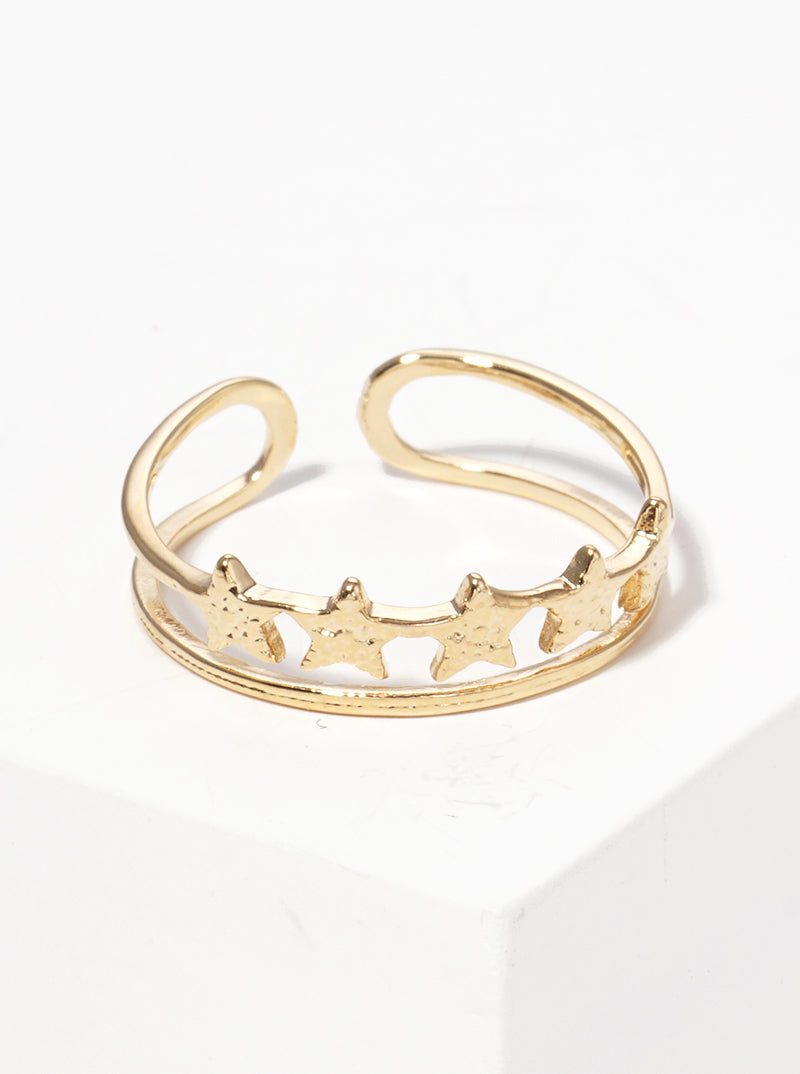White Gold Dipped Rising Star Shape Metal Adjustable Rings