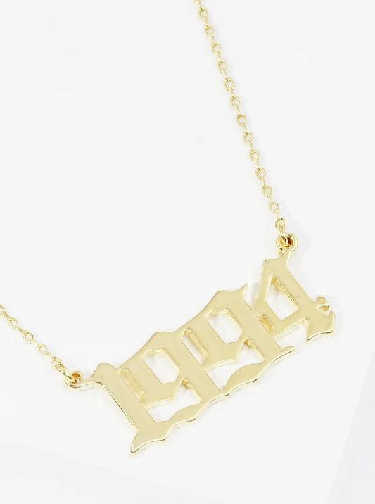 18k Gold Dipped 1994 Pendant Brass Necklace