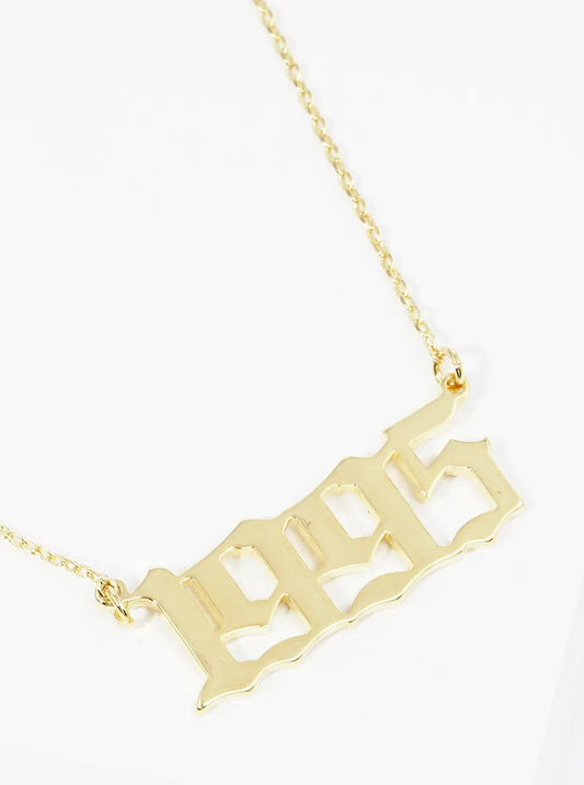 18k Gold Dipped 1995 Pendant Brass Necklace