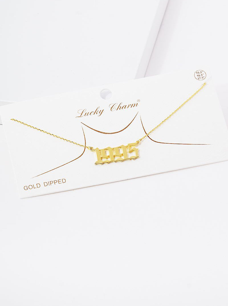18k Gold Dipped 1995 Pendant Brass Necklace