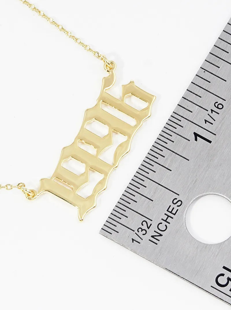 18k Gold Dipped 1996 Pendant Brass Necklace
