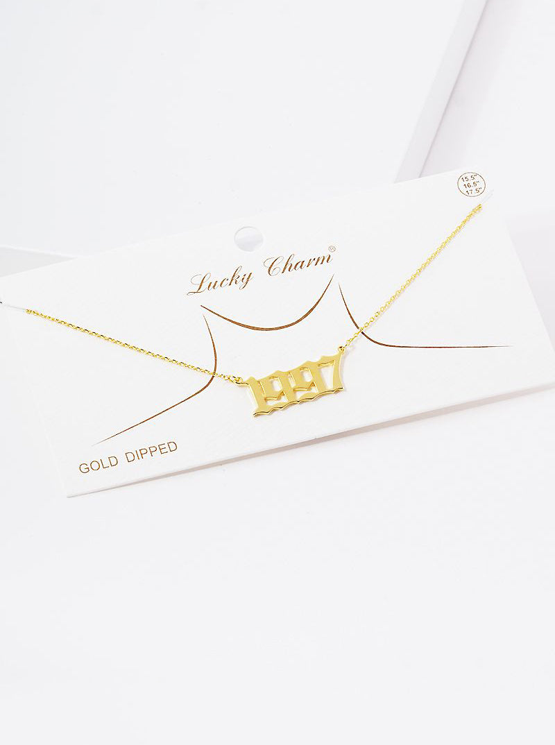 18k Gold Dipped 1997 Pendant Brass Necklace