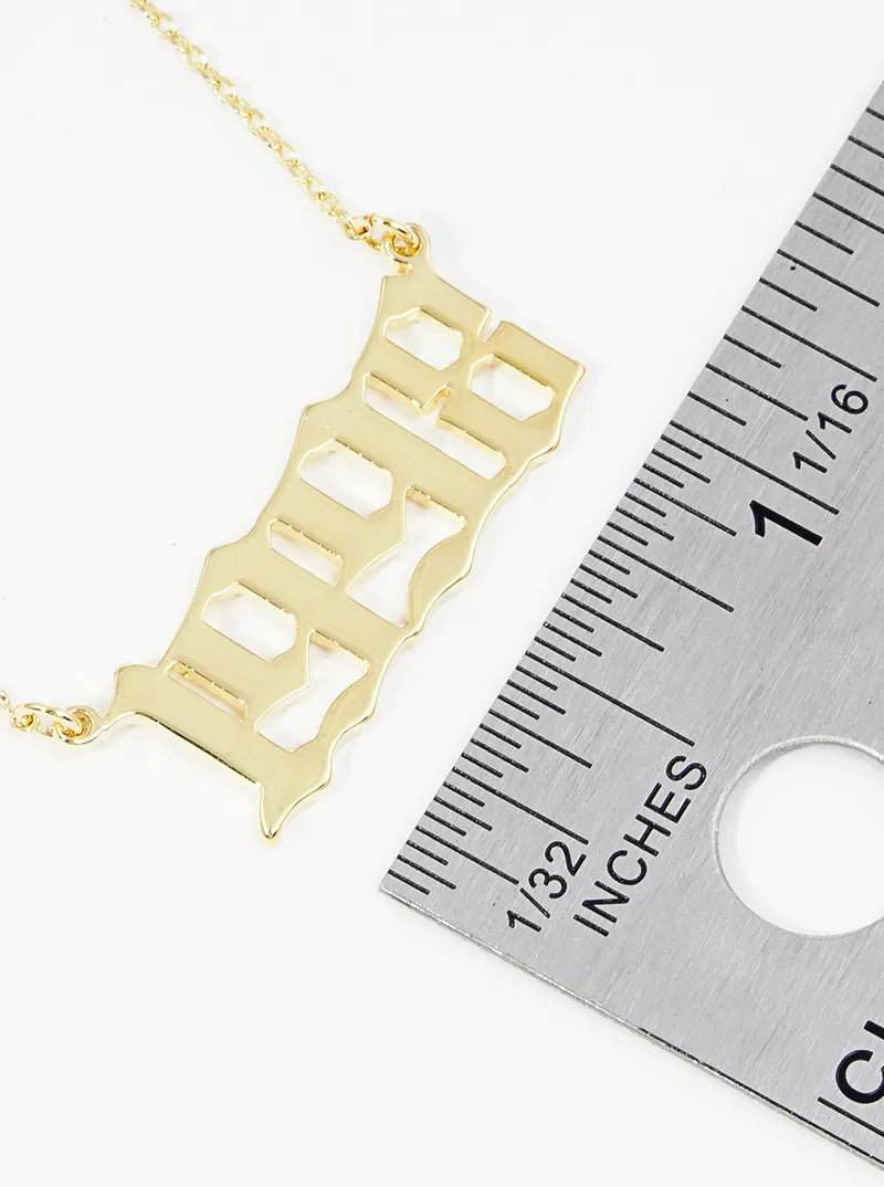 18k Gold Dipped 1998 Pendant Brass Necklace