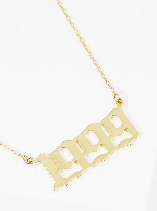 18k Gold Dipped 1999 Pendant Brass Necklace