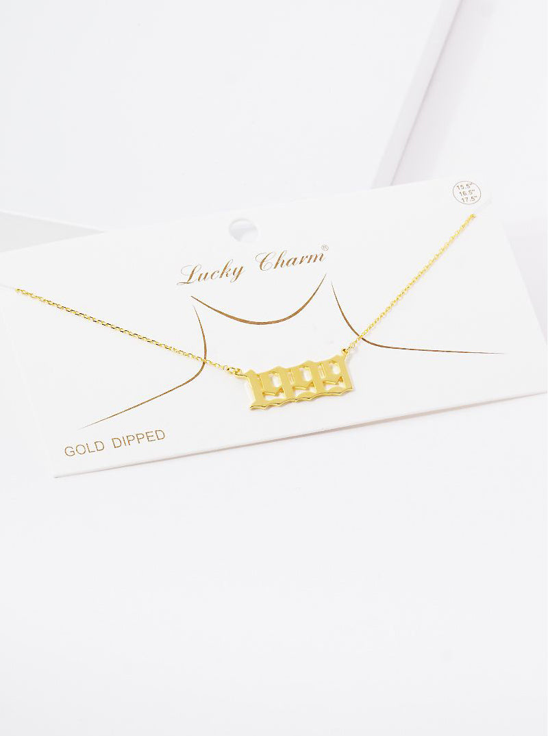 18k Gold Dipped 1999 Pendant Brass Necklace